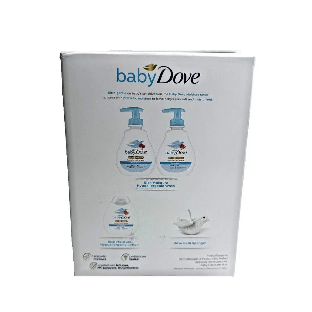 Baby Dove Complete Care Essentials Gift Set Wash Lotion‎ Bath Sponge New